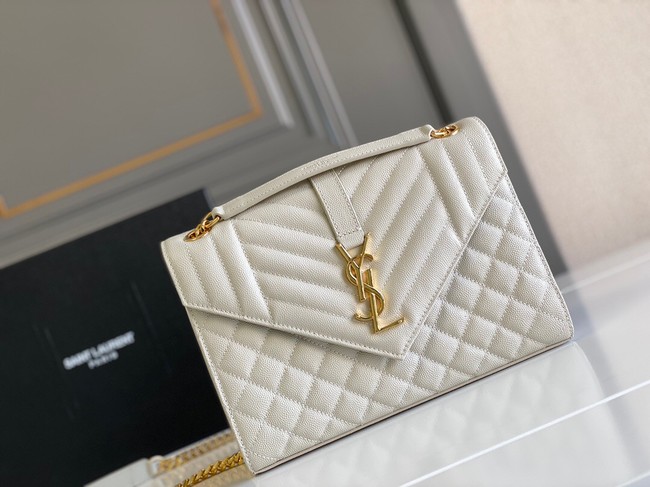 Yves Saint Laurent Calfskin Leather 487206 white&gold