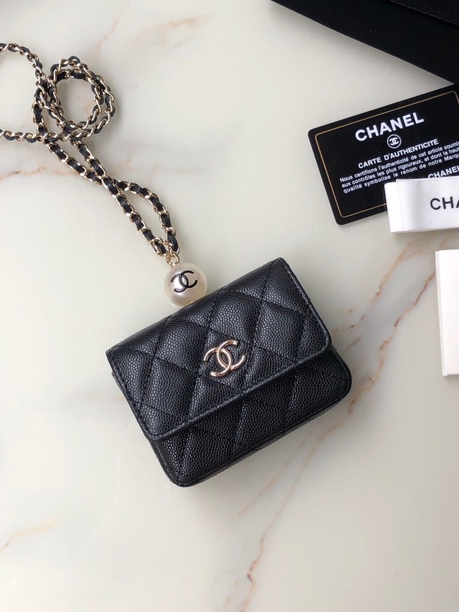 Chanel flap coin purse with chain AP2119 black
