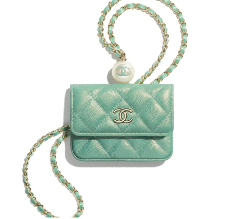 Chanel flap coin purse with chain AP2119 green