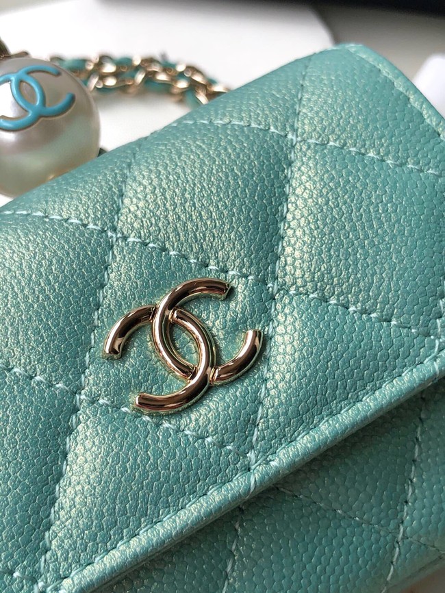 Chanel flap coin purse with chain AP2119 green