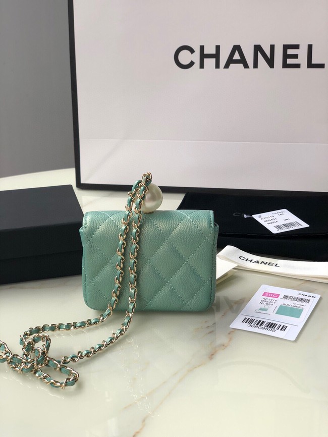 Chanel flap coin purse with chain AP2119 green