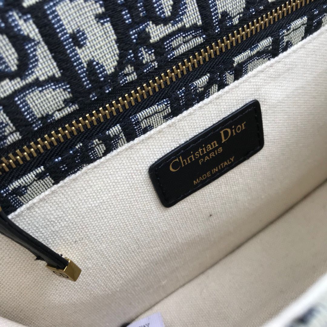 Dior Oblique Canvas Chain Shoulder Flap Bag S2013 Navy Blue