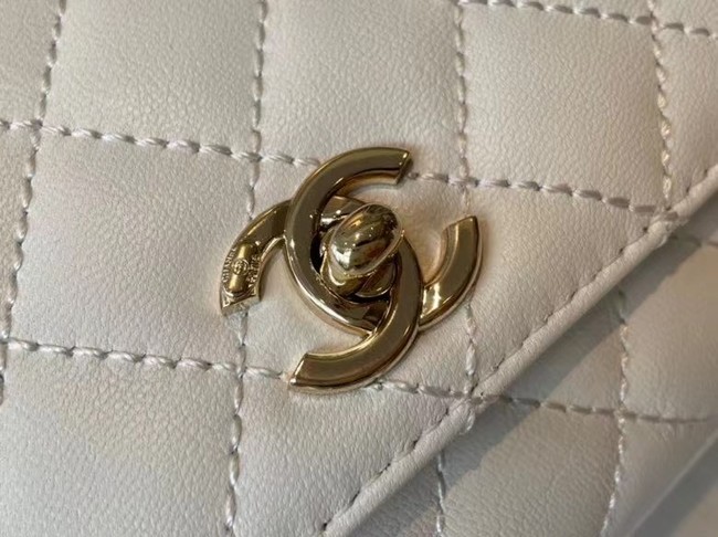 chanel mini flap bag with top handle AS2215 white