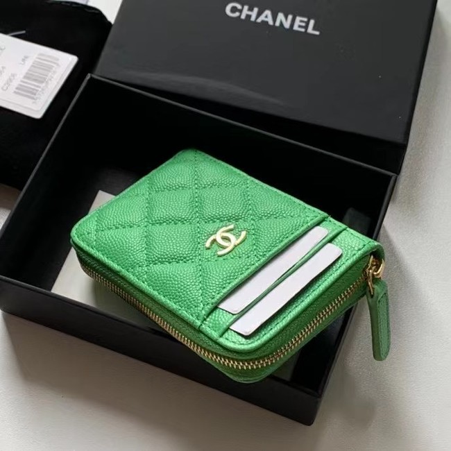 Chanel card holder Calfskin AP1650 green