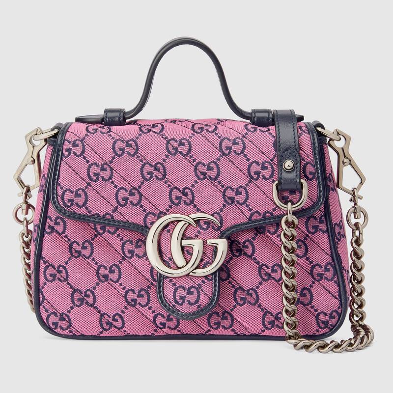 Gucci GG Marmont Multicolor mini top handle bag 583571 Pink and blue