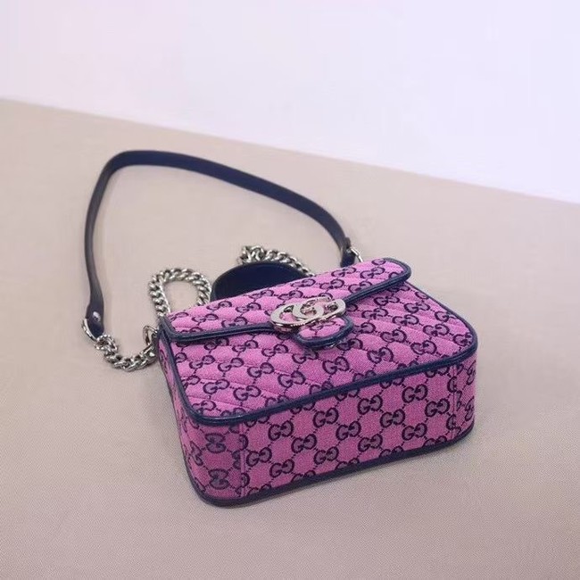 Gucci GG Marmont Multicolor mini top handle bag 583571 Pink and blue