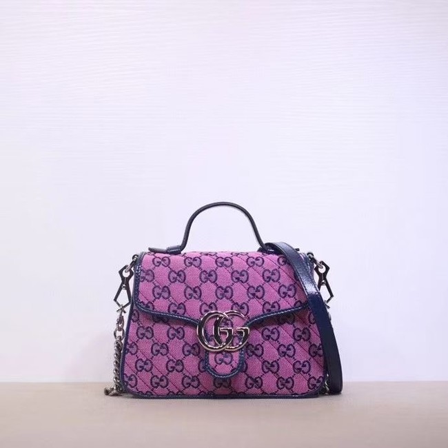 Gucci GG Marmont Multicolor mini top handle bag 583571 Pink and blue