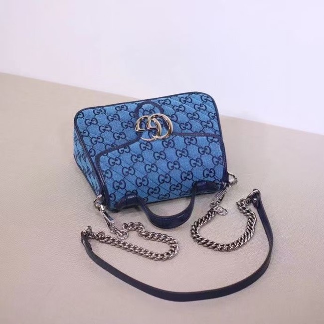 Gucci GG Marmont Multicolor mini top handle bag 583571 blue