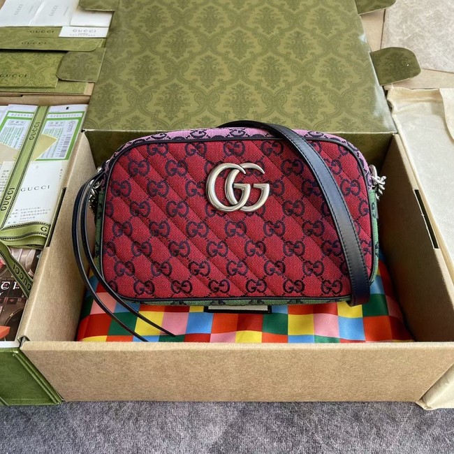 Gucci GG Marmont Multicolor small shoulder bag 447632 red&yellow&green& powder