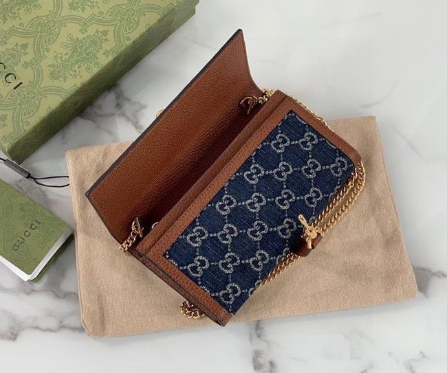 Gucci Jackie 1961 chain wallet denim 652681 blue