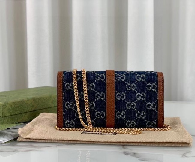 Gucci Jackie 1961 chain wallet denim 652681 blue