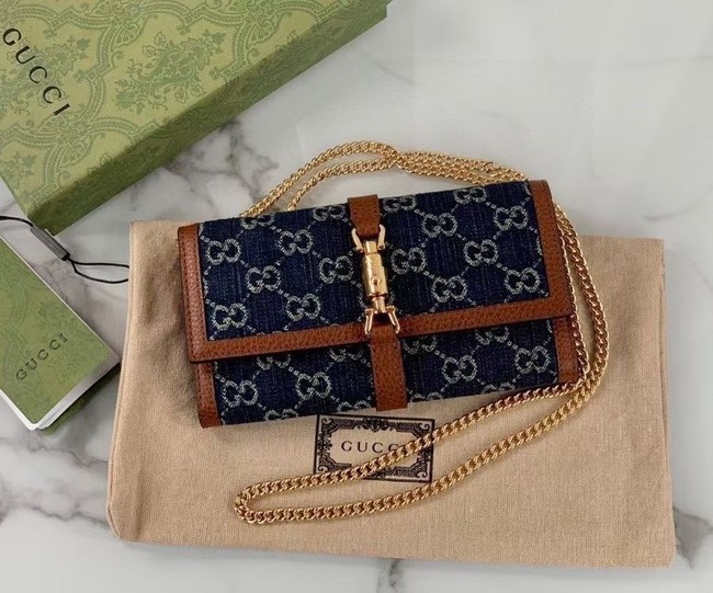 Gucci Jackie 1961 chain wallet denim 652681 blue