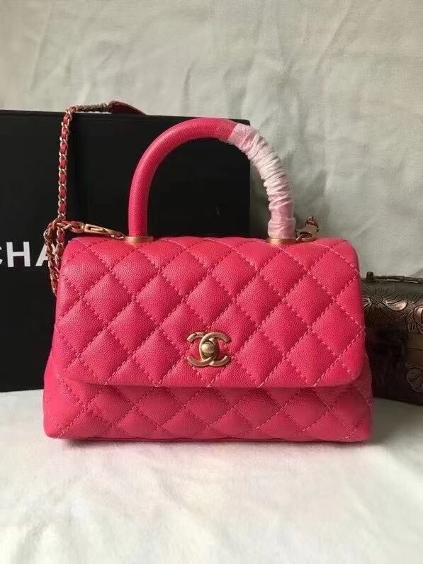 Chanel flap bag with top handle A92990 Rose