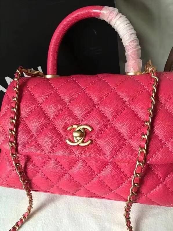 Chanel flap bag with top handle A92990 Rose