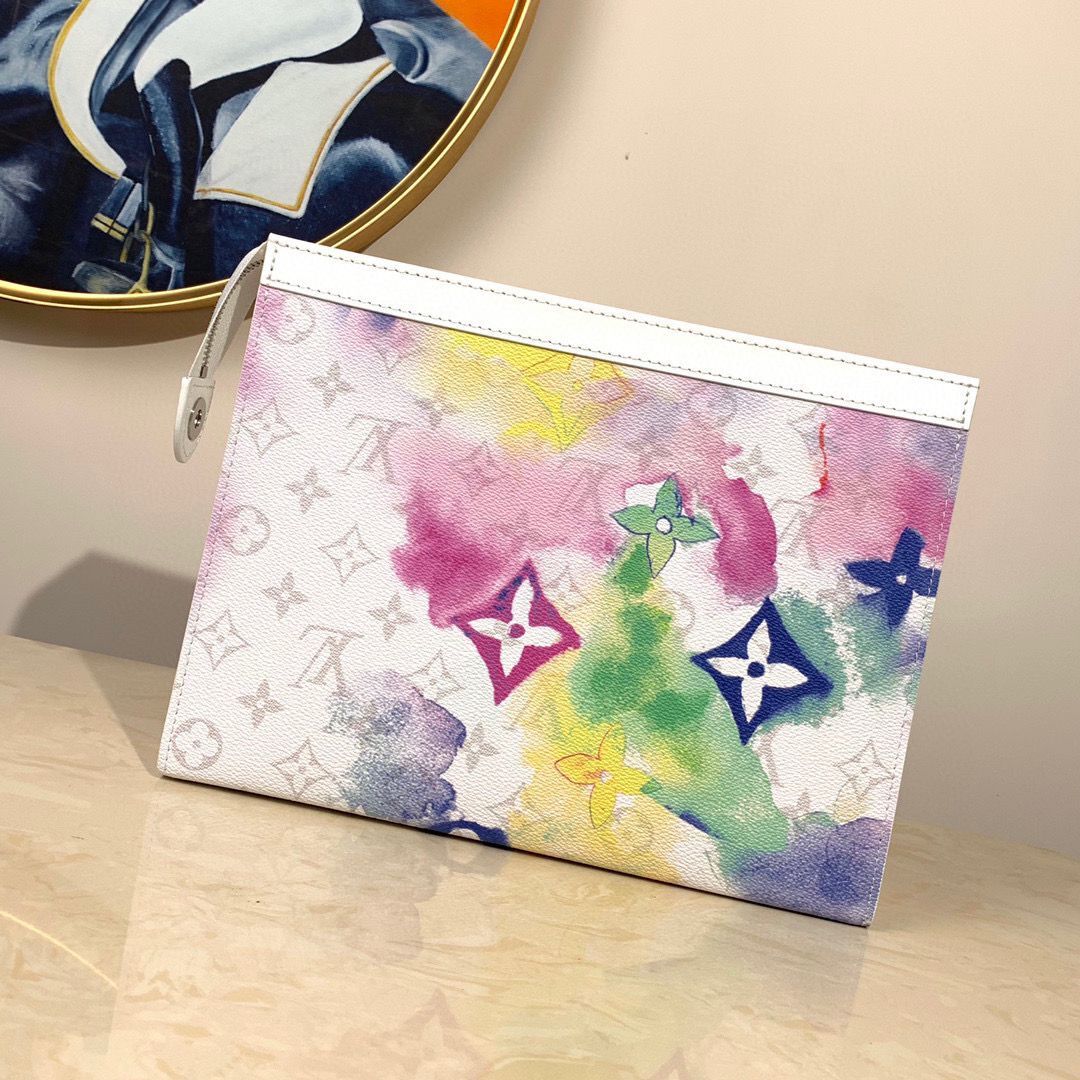 Louis Vuitton Monogram Eclipse POCHETTE VOYAGE MM M80460 Blue&Pink&White