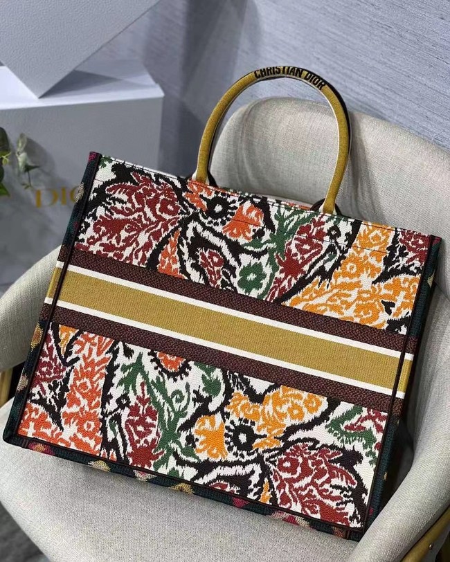 DIOR BOOK TOTE Yellow Multicolor Dior Paisley Embroidery M1286Z 