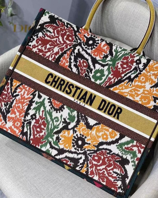 DIOR BOOK TOTE Yellow Multicolor Dior Paisley Embroidery M1286Z 