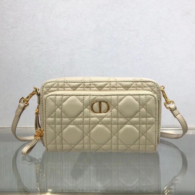 DIOR CARO DOUBLE POUCH Supple Cannage Calfskin S5037U Beige