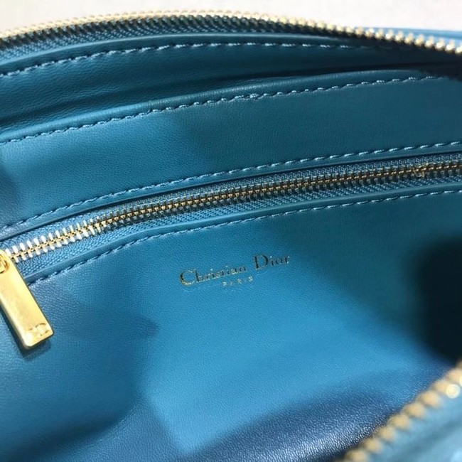 DIOR CARO DOUBLE POUCH Supple Cannage Calfskin S5037U blue