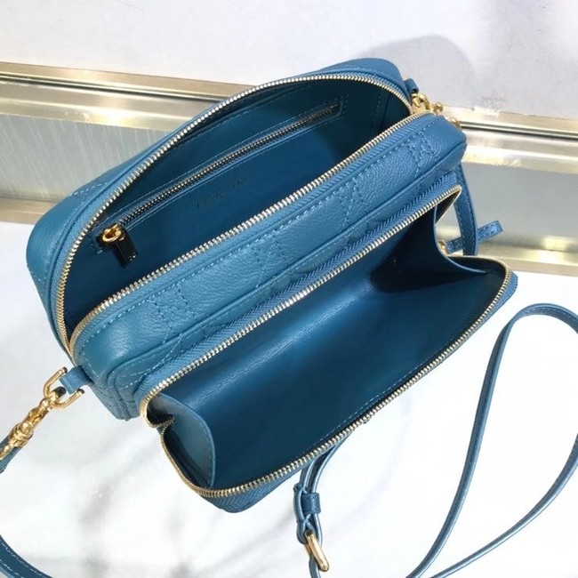 DIOR CARO DOUBLE POUCH Supple Cannage Calfskin S5037U blue