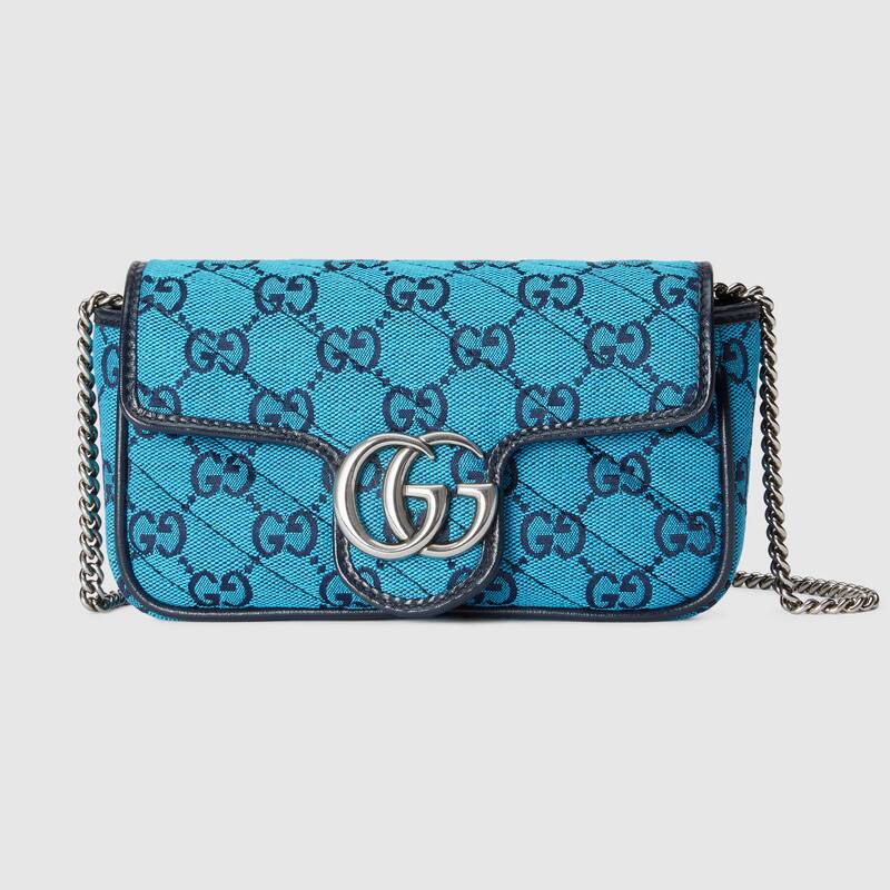 Gucci GG Marmont Multicolor super mini bag 476433 Light blue