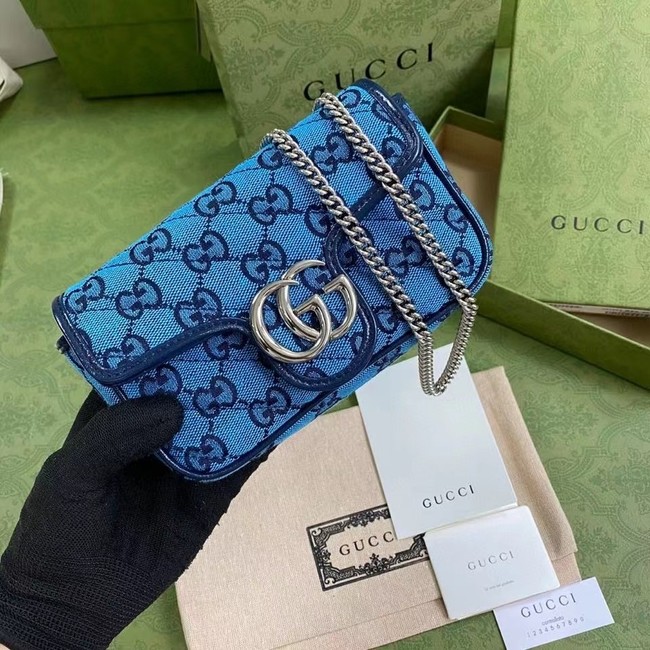 Gucci GG Marmont Multicolor super mini bag 476433 Light blue