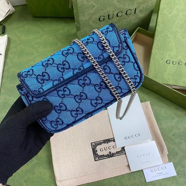 Gucci GG Marmont Multicolor super mini bag 476433 Light blue