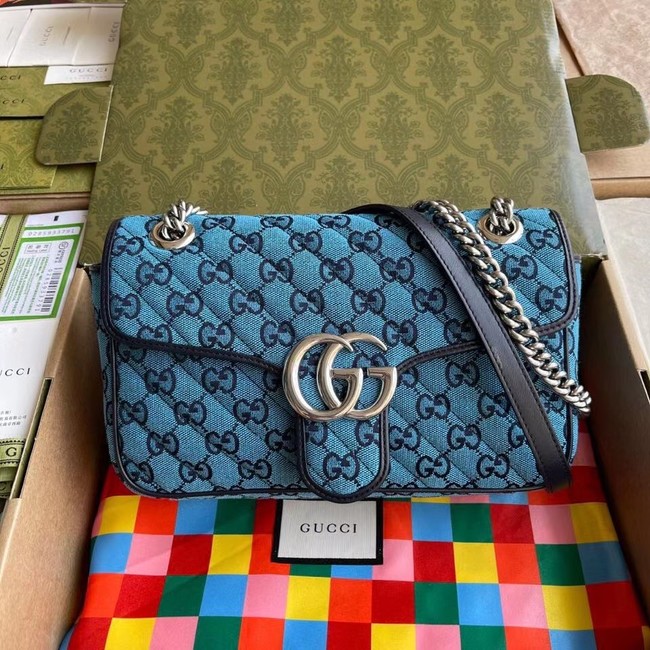 Gucci GG Marmont multicolor small shoulder bag 443497 blue