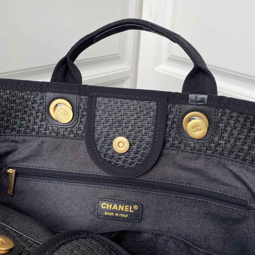 Chanel Large Weave Shopping Bag A66941 Black
