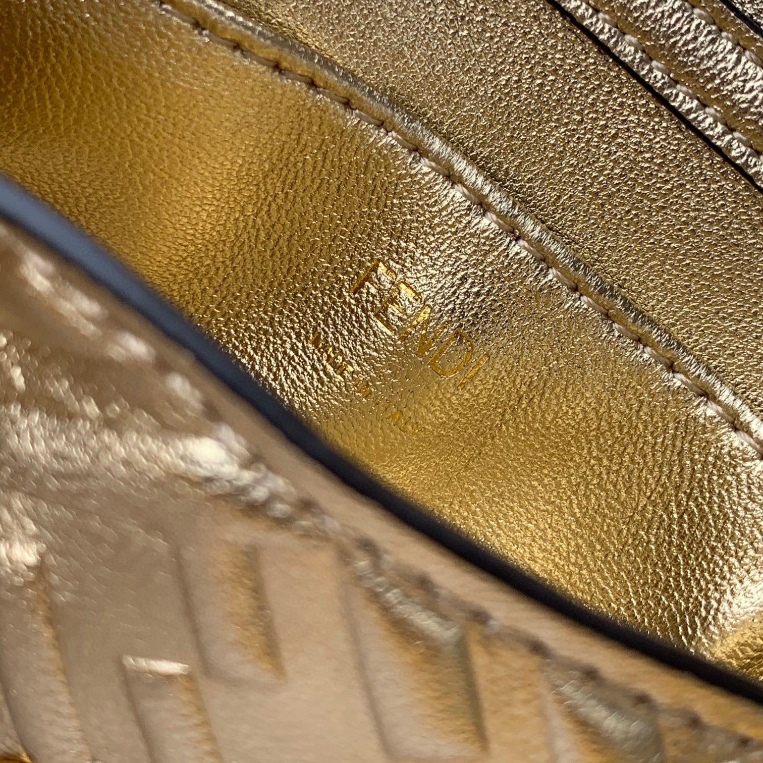 FENDI NANO BAGUETTE CHARM nappa leather 7AR844 Gold