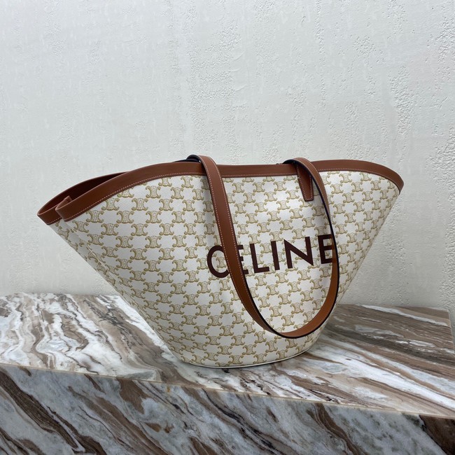 Celine MEDIUM COUFFIN BAG IN TRIOMPHE CANVAS CELINE PRINT 196262 WHITE