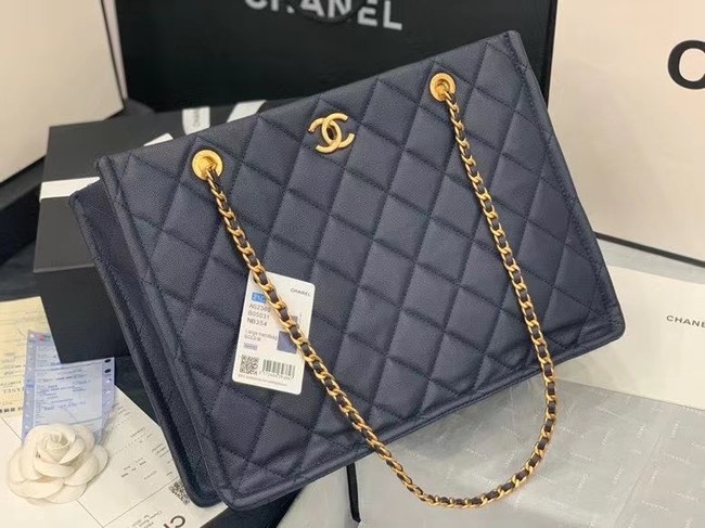 Chanel Original Leather Shopping Bag AS2360 Navy Blue