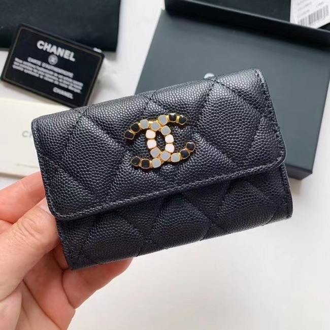 Chanel card holder Calfskin AP2038 black