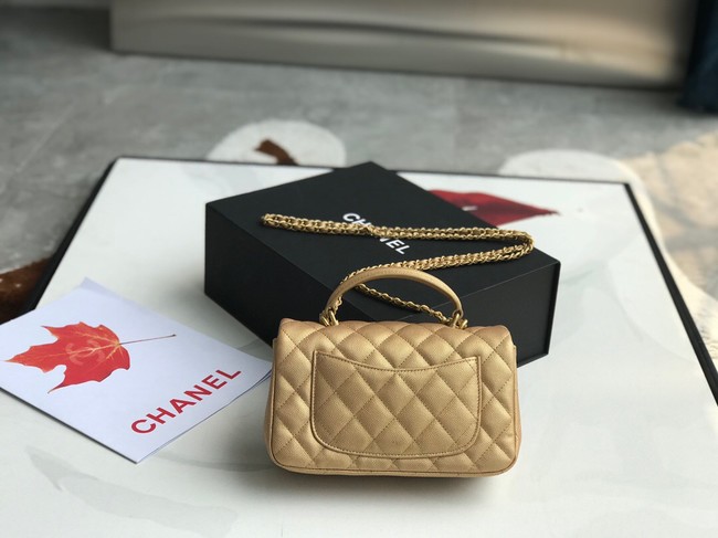 CHANEL mini flap bag with top handle AS2431 gold