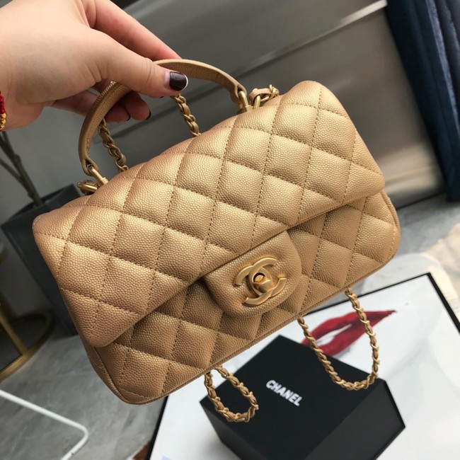 CHANEL mini flap bag with top handle AS2431 gold