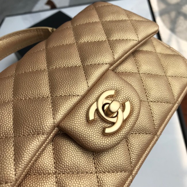 CHANEL mini flap bag with top handle AS2431 gold