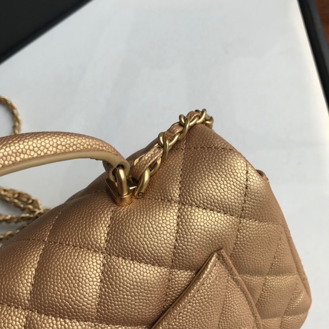 CHANEL mini flap bag with top handle AS2431 gold