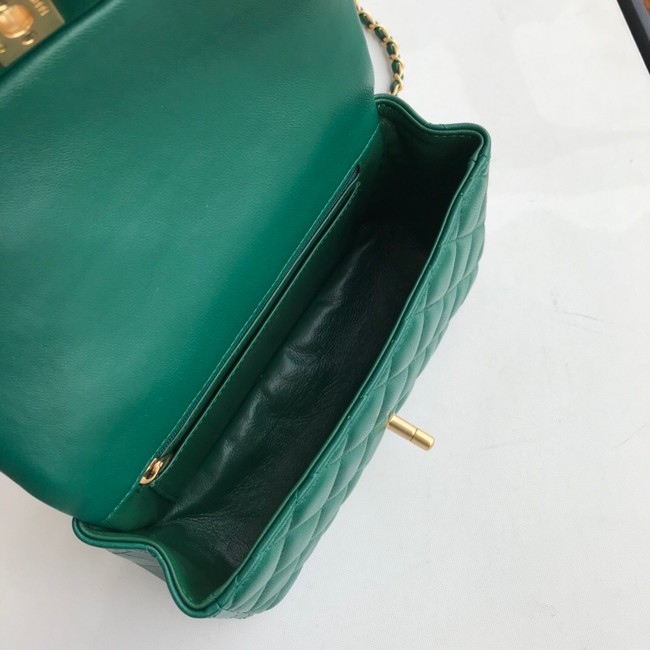 CHANEL mini flap bag with top handle AS2431 green