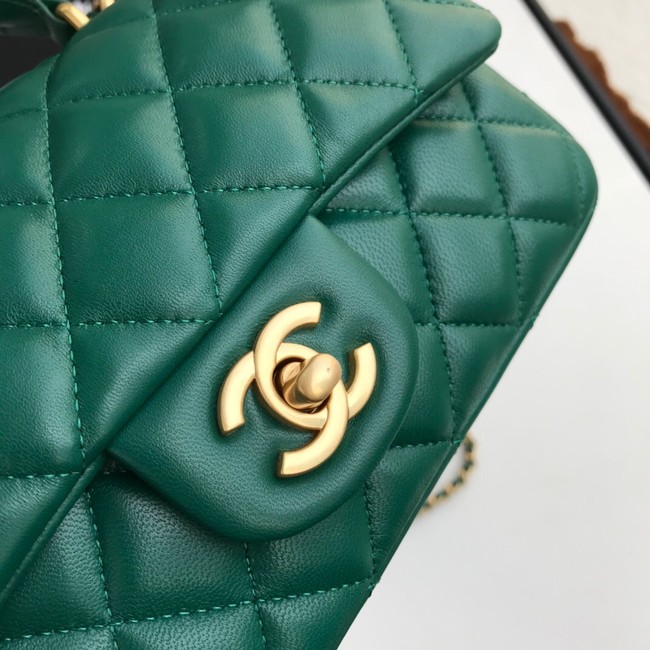 CHANEL mini flap bag with top handle AS2431 green