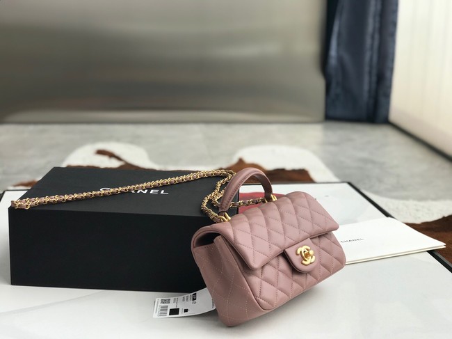 CHANEL mini flap bag with top handle AS2431 pink