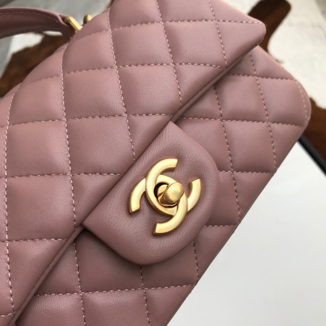 CHANEL mini flap bag with top handle AS2431 pink