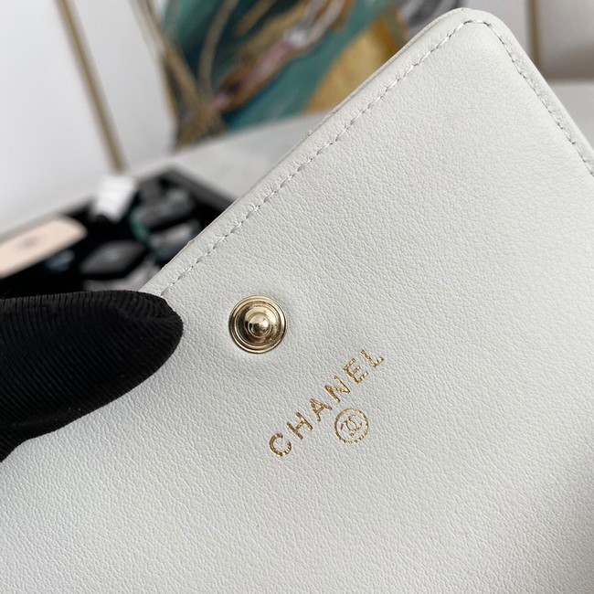 Chanel flap coin purse with chain 81085 white