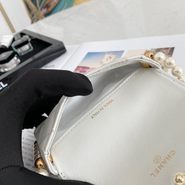 Chanel flap coin purse with chain 81085 white