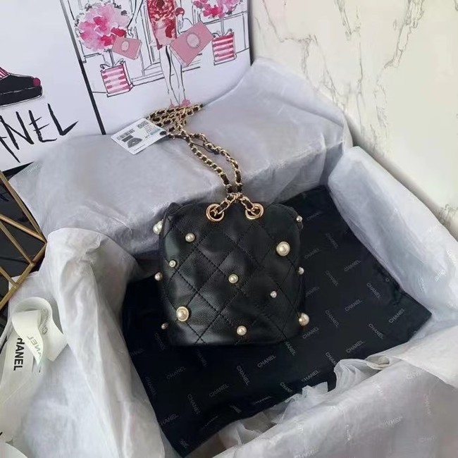 Chanel mini drawstring bag AS1077 black