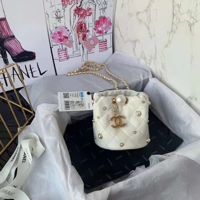Chanel mini drawstring bag AS1077 white