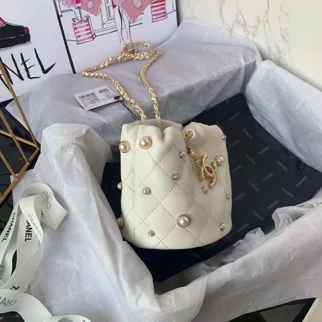 Chanel mini drawstring bag AS1077 white