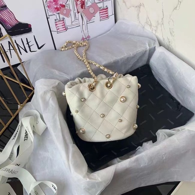 Chanel mini drawstring bag AS1077 white