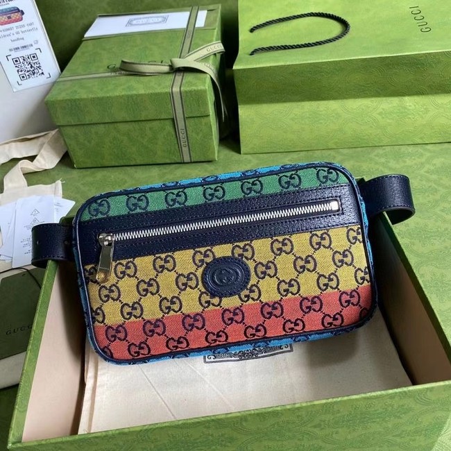 Gucci diagonal matelasse GG canvas Belt Bag 658657 green yellowred pink