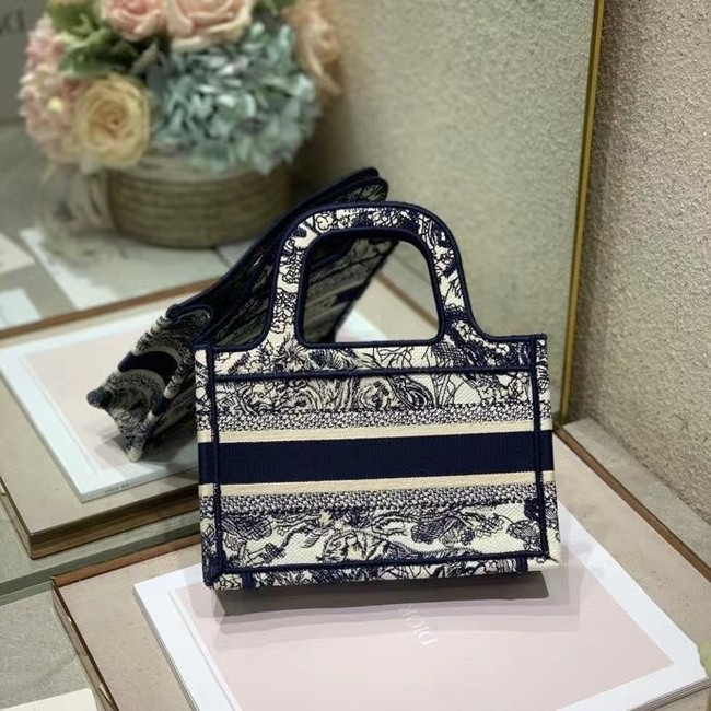 MINI DIOR BOOK TOTE Embroidery S5475Z Blue