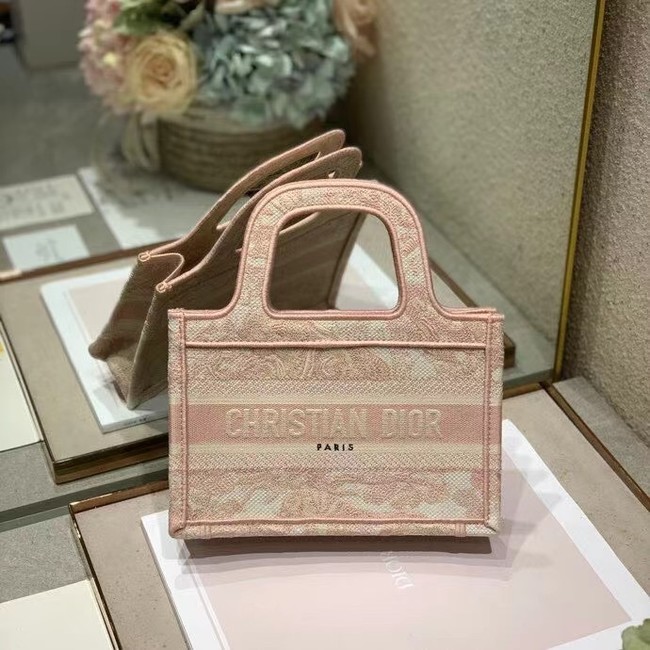 MINI DIOR BOOK TOTE Embroidery S5475Z pink